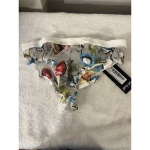 Nasty Gal Are You Flo-real‎ Embroidered Panty WHITE-M Sexy Bottom Only Cute Fun